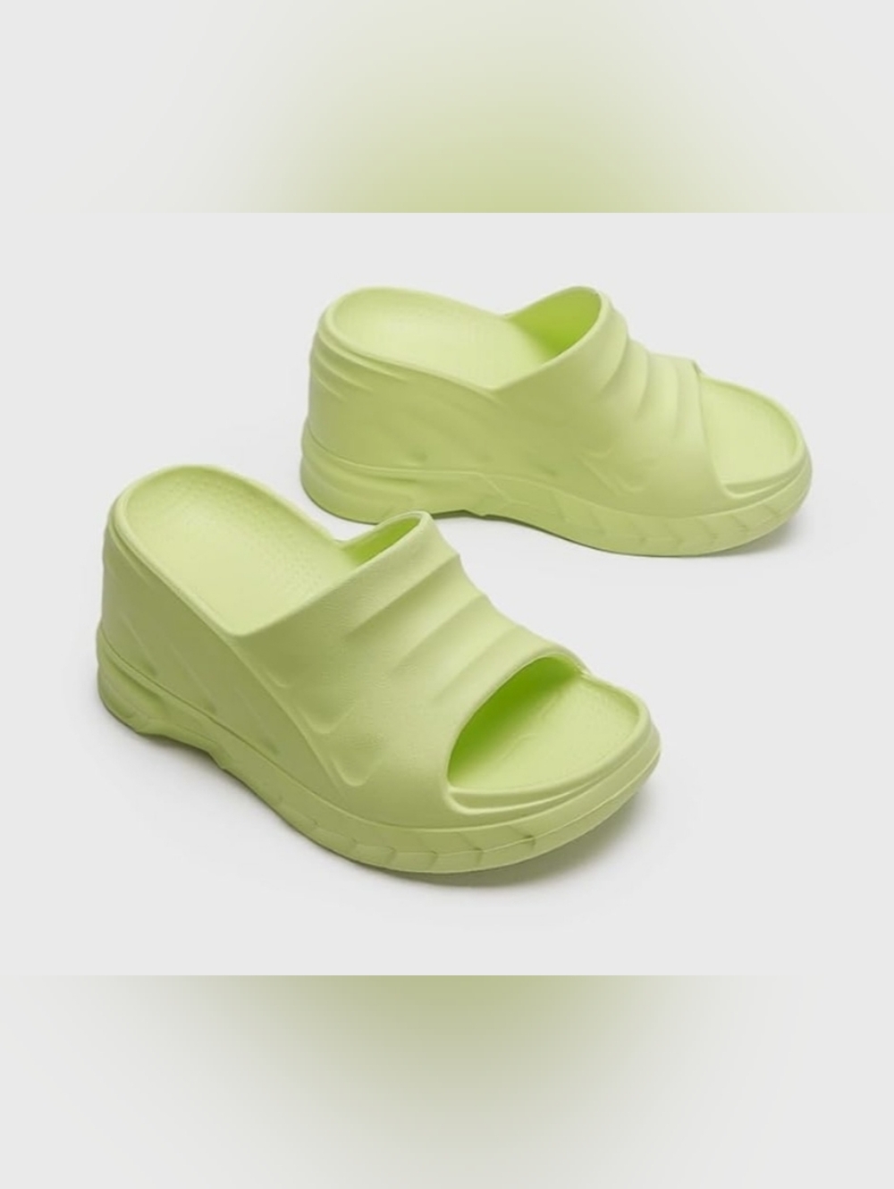 Size 7.5  Rauge Helium  Chunky Slide Sandals in Lime Green Platform